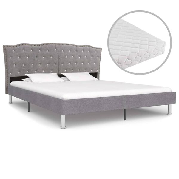 vidaXL Lit avec matelas Gris clair Tissu 180x200 cm