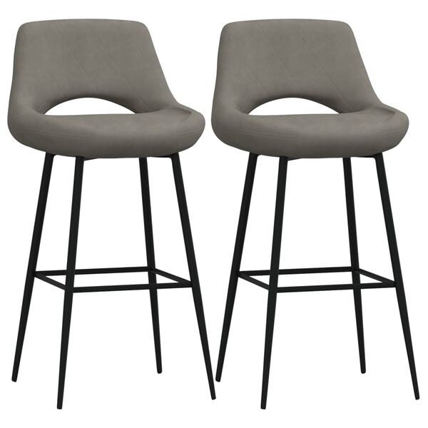 vidaXL Tabourets de bar lot de 2 gris fonc&eacute; velours