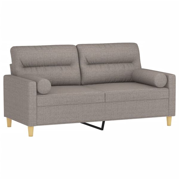 vidaXL Canap&eacute; 2 places avec oreillers d&eacute;coratifs taupe 140 cm tissu