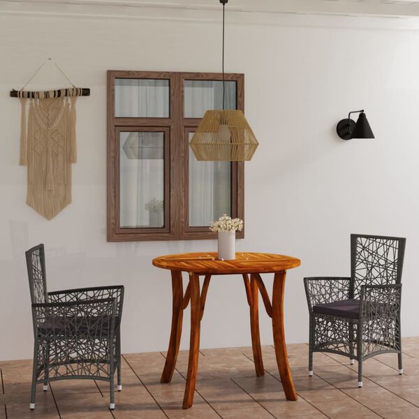 vidaXL Ensemble &agrave; manger de jardin 3 pcs Gris