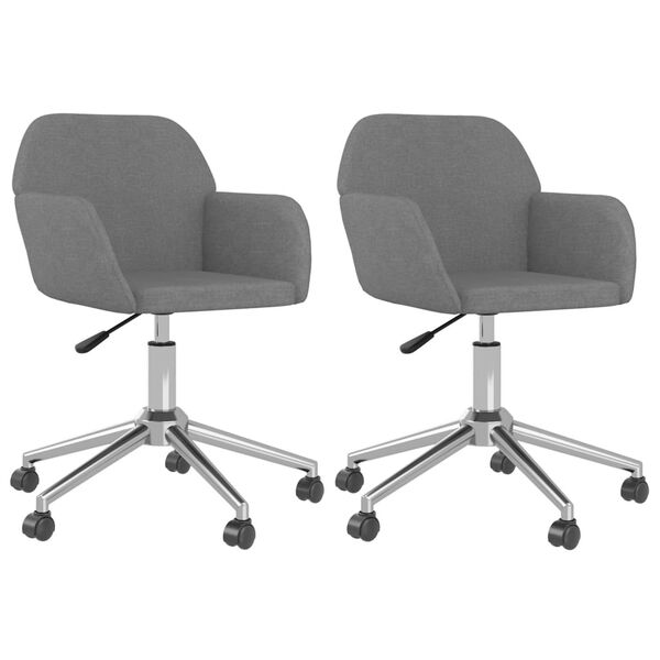 vidaXL Chaises pivotantes &agrave; manger lot de 2 Gris clair Tissu
