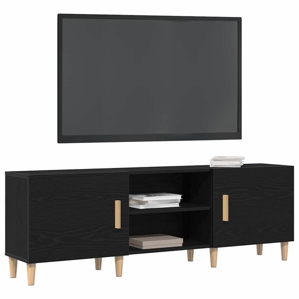 vidaXL Meuble TV Ch&ecirc;ne noir 150 x 30 x 50 cm Bois d'ing&eacute;nierie
