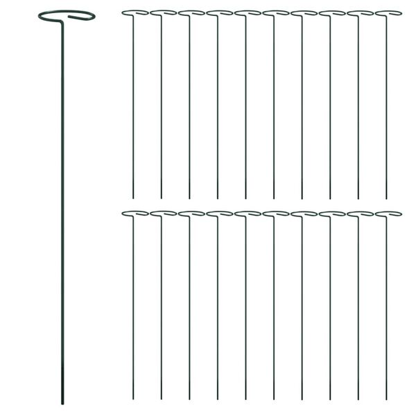 vidaXL Piquets pour plantes de jardin 20 pcs vert fonc&eacute; 40 cm acier