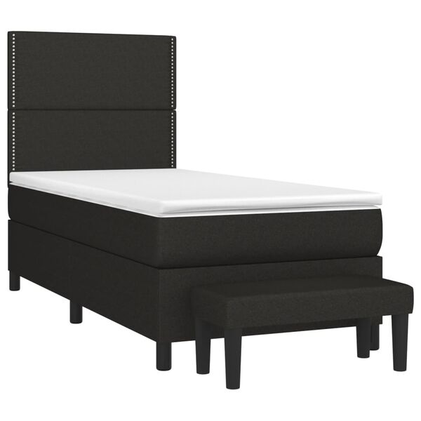 vidaXL Sommier &agrave; lattes de lit avec matelas Noir 100x200 cm Tissu