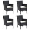 vidaXL Ensemble &agrave; manger de jardin avec coussins 5 pcs Noir