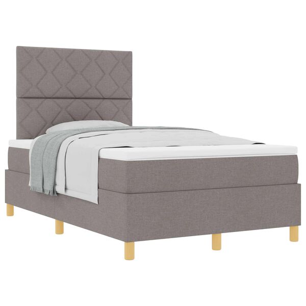 vidaXL Lit &agrave; ressorts avec matelas Taupe 120 x 200 cm tissu
