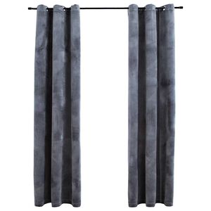 vidaXL Rideaux occultants et anneaux 2 pcs anthracite 94x160cm velours