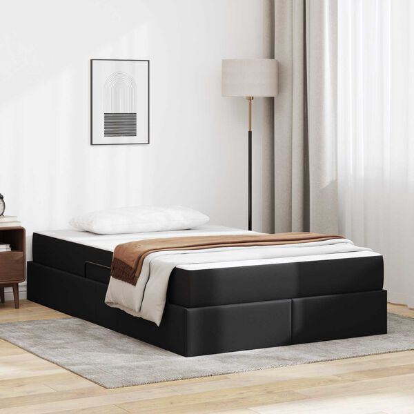 vidaXL Lit avec rangement et matelas avec matelas Noir 120 x 190 cm