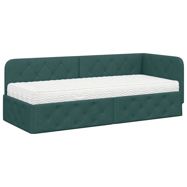 vidaXL Cadre de lit d'angle Vert fonc&eacute; 80 x 200 cm tissu