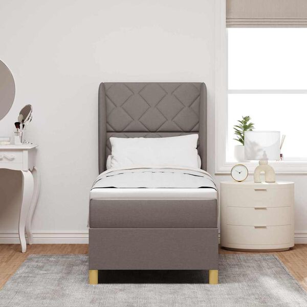 vidaXL Lit &agrave; ressorts avec matelas gris fonc&eacute; 90x190 cm Taupe tissu