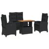 vidaXL Ensemble &agrave; manger de jardin 4 pcs avec coussins noir