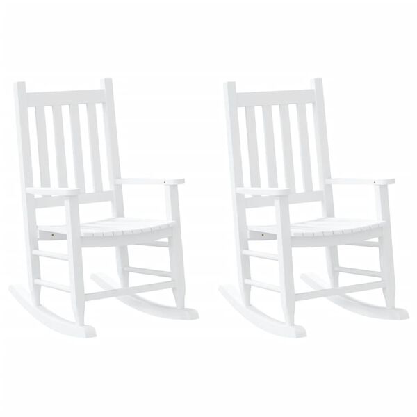 vidaXL Chaises &agrave; bascule enfants lot de 2 blanc bois peuplier massif