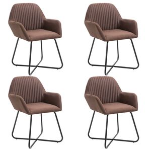 vidaXL Chaises &agrave; manger lot de 4 marron tissu