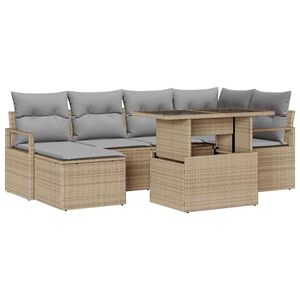 vidaXL Ensemble de canap&eacute; de jardin 7 pcs beige et gris clair