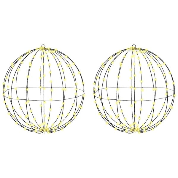 vidaXL Boule avec 384 LED 2 pcs Blanc chaud 60 cm M&eacute;tal
