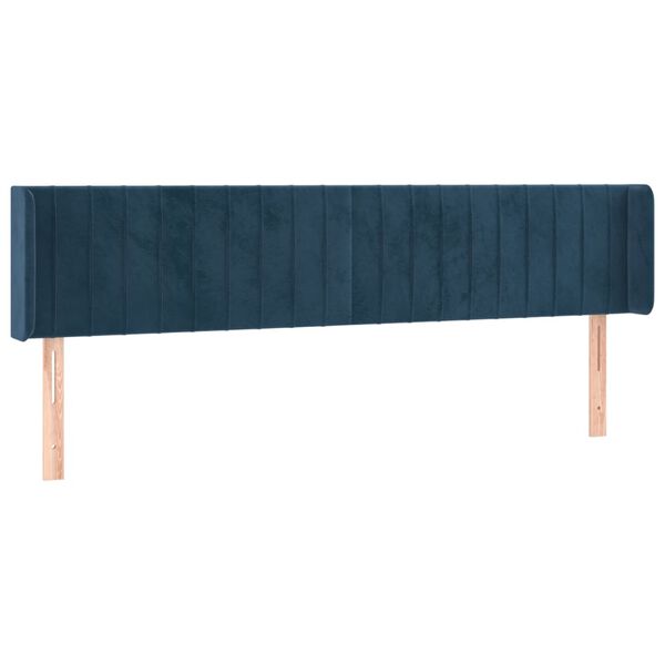 vidaXL T&ecirc;te de lit avec oreilles Bleu fonc&eacute; 163x16x78/88 cm Velours