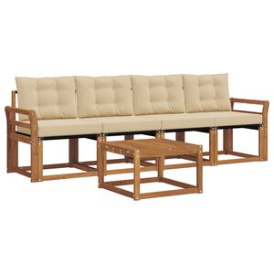 vidaXL Ensemble de canap&eacute;s d'ext&eacute;rieur 5 pcs Naturel et Beige