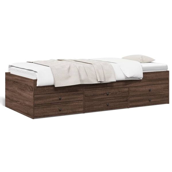 vidaXL Lit de jour avec tiroirs sans matelas ch&ecirc;ne marron 90x190 cm