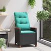 vidaXL Chaise de jardin inclinable Noir et turquoise polyrotin