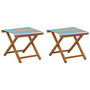 vidaXL Chaise Longue 2 pcs Bois d'eucalyptus massif Multicolore