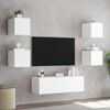 vidaXL Meuble TV muraux 5 pcs avec lumi&egrave;res LED blanc