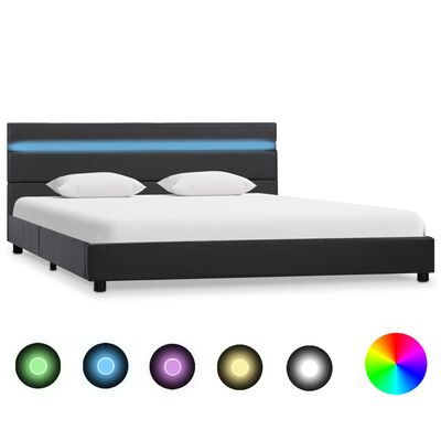 vidaXL Cadre de lit avec LED Gris Similicuir 160 x 200 cm