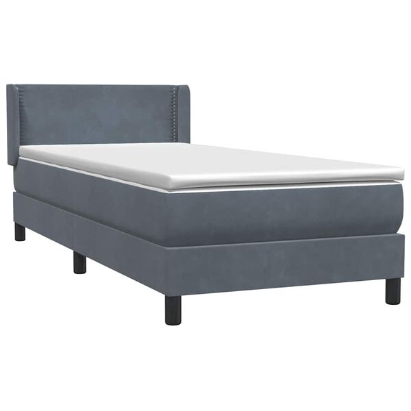 vidaXL Sommier &agrave; lattes de lit et matelas gris fonc&eacute; 90x220 cm velours