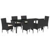 vidaXL Ensemble de salle &agrave; manger pour jardin 7 pc Noir polyrotin