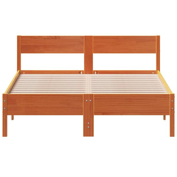 vidaXL Cadre de lit sans matelas cire marron 140x190cm bois pin massif