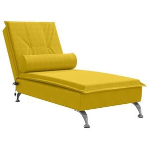 vidaXL Chaise longue de massage avec traversin jaune velours