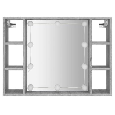 vidaXL Armoire à miroir avec LED Sonoma gris 76x15x55 cm
