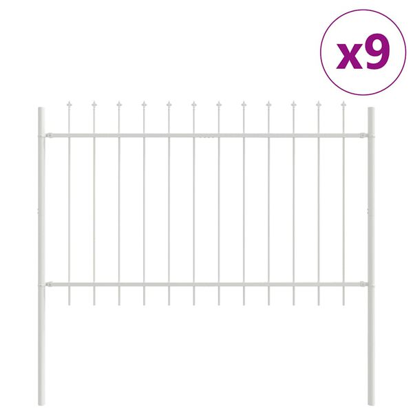 vidaXL Clôture de jardin Blanc 15,3 x 0,8 m Acier peint par poudre