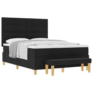 vidaXL Lit &agrave; ressorts avec matelas Noir 140 x 200 cm tissu
