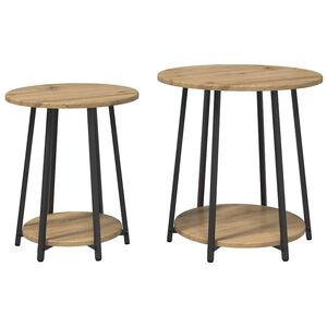 vidaXL Ensemble de tables d'appoint 2 pc Ch&ecirc;ne artisanal et noir