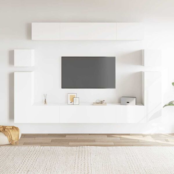 vidaXL Ensemble de meubles TV 8 pcs Blanc Bois d'ingénierie