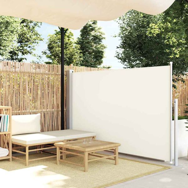 vidaXL Auvent lat&eacute;ral r&eacute;tractable de patio 140x500 cm Cr&egrave;me