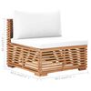 vidaXL Canap&eacute; central de jardin avec coussin cr&egrave;me Bois de teck solide