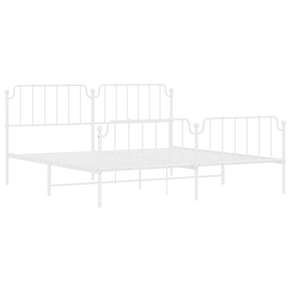 vidaXL Cadre de lit m&eacute;tal sans matelas et pied de lit blanc 200x200 cm