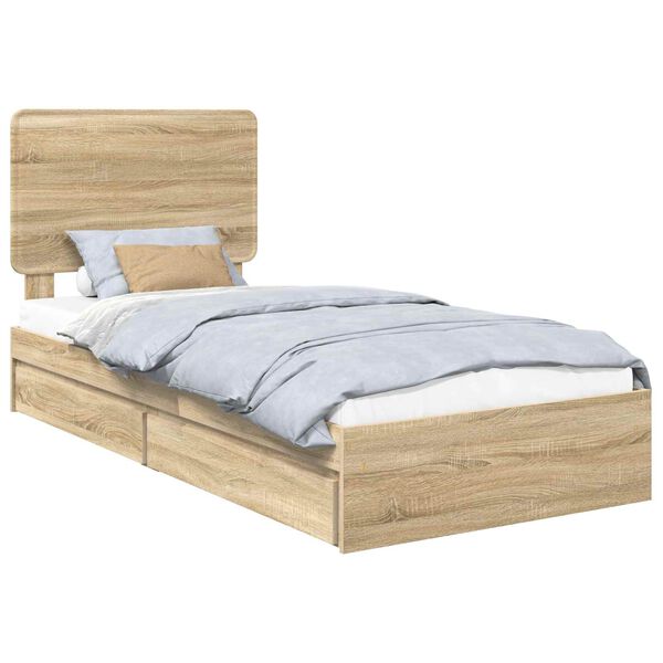 vidaXL Lit de Rangement Ch&ecirc;ne Sonoma 100 x 200 cm Bois d'ing&eacute;nierie