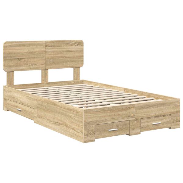 vidaXL Cadre de lit Ch&ecirc;ne Sonoma 135 x 190 cm Bois d'ing&eacute;nierie