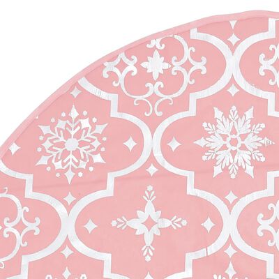 vidaXL Jupe de sapin de Noël de luxe avec chaussette Rose 150 cm Tissu