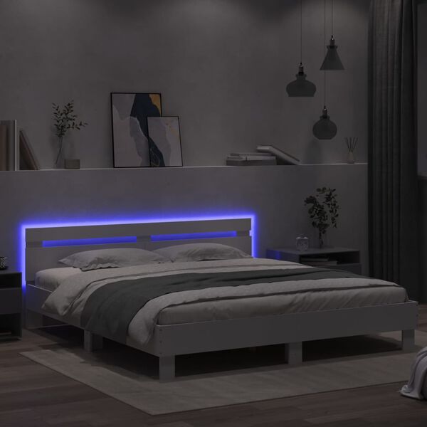 vidaXL Cadre de lit avec LED sans matelas blanc 200x200 cm
