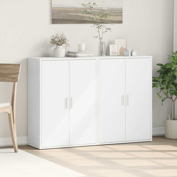vidaXL Buffets 2 pcs blanc 60x31x84 cm bois d'ing&eacute;nierie