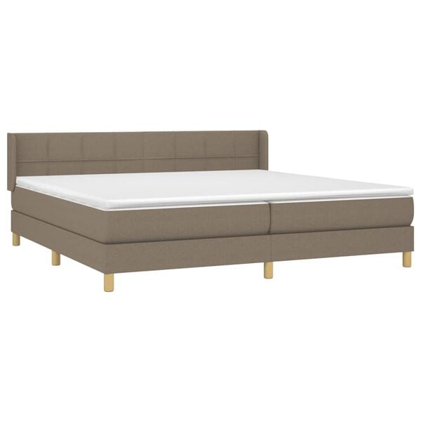 vidaXL Sommier &agrave; lattes de lit avec matelas Taupe 200x200 cm Tissu