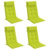 vidaXL Coussins de chaise à dossier haut lot de 4 vert vif