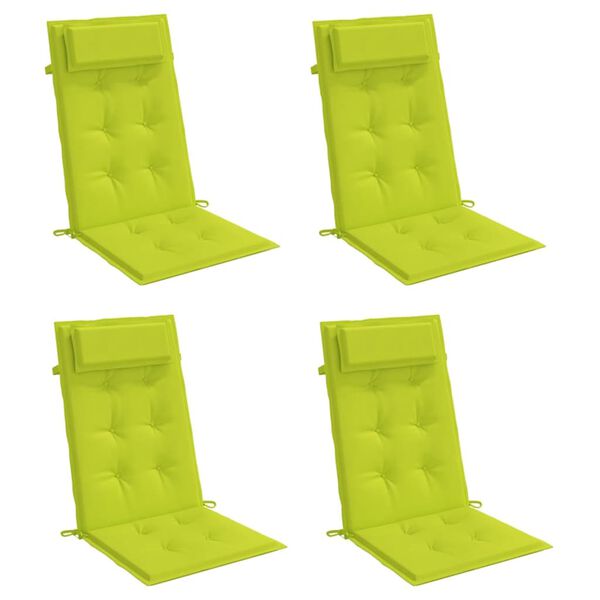 vidaXL Coussins de chaise à dossier haut lot de 4 vert vif