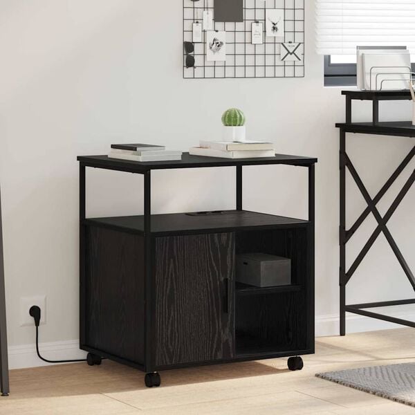 vidaXL Cabinet avec Station de Charge Ch&ecirc;ne noir 61 x 46 x 67 cm