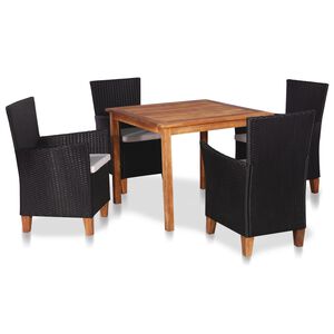 vidaXL Ensemble &agrave; manger d'ext&eacute;rieur 5 pcs R&eacute;sine tress&eacute;e Noir marron