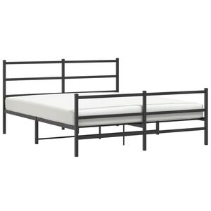 vidaXL Cadre de lit m&eacute;tal sans matelas avec pied de lit noir 150x200cm
