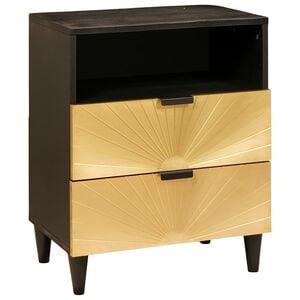 vidaXL Table de chevet Noir et or 50 x 33 x 62 cm Bois d'ing&eacute;nierie